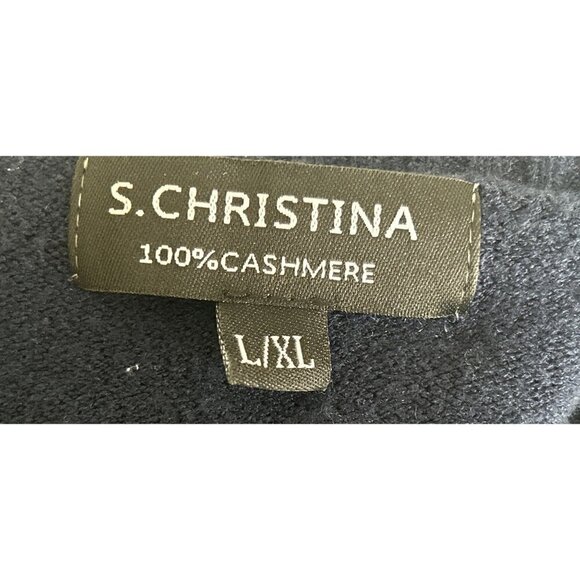 S. CHRISTINA 100% Cashmere Sweater AMOUR Navy Blue Crewneck Size Large - Picture 6 of 7